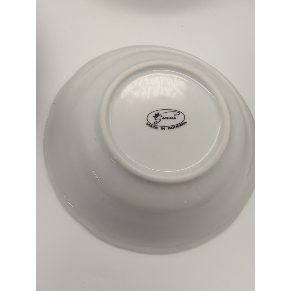 12 Sabina China Berry Dessert Bowls White 5" Bohemia Raised Scallop Rim - Picture 4 of 6